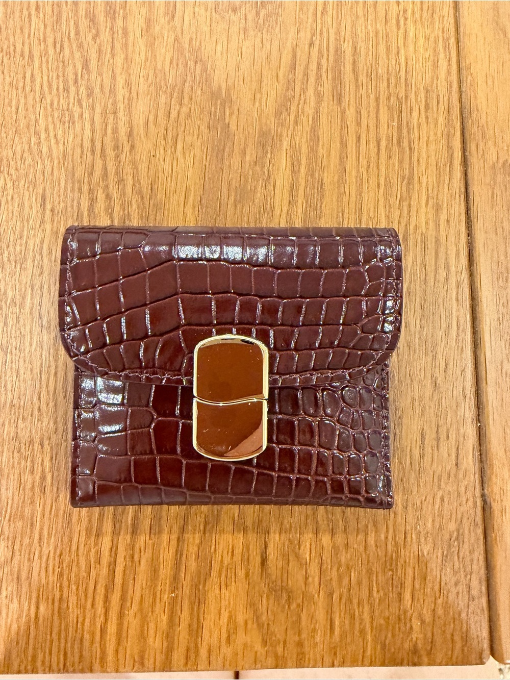 Milo Small Wallet - Merlot Red Crocodile Print - Picture 4 of 7